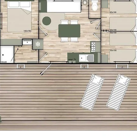 Campingplatz Mobil-home Pour 7 Avec Terrasse Et Equipements - Api-1-52-492