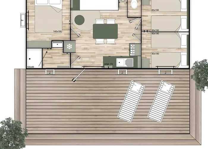 Kemp Mobil-home Pour 7 Avec Terrasse Et Equipements - Api-1-52-492
